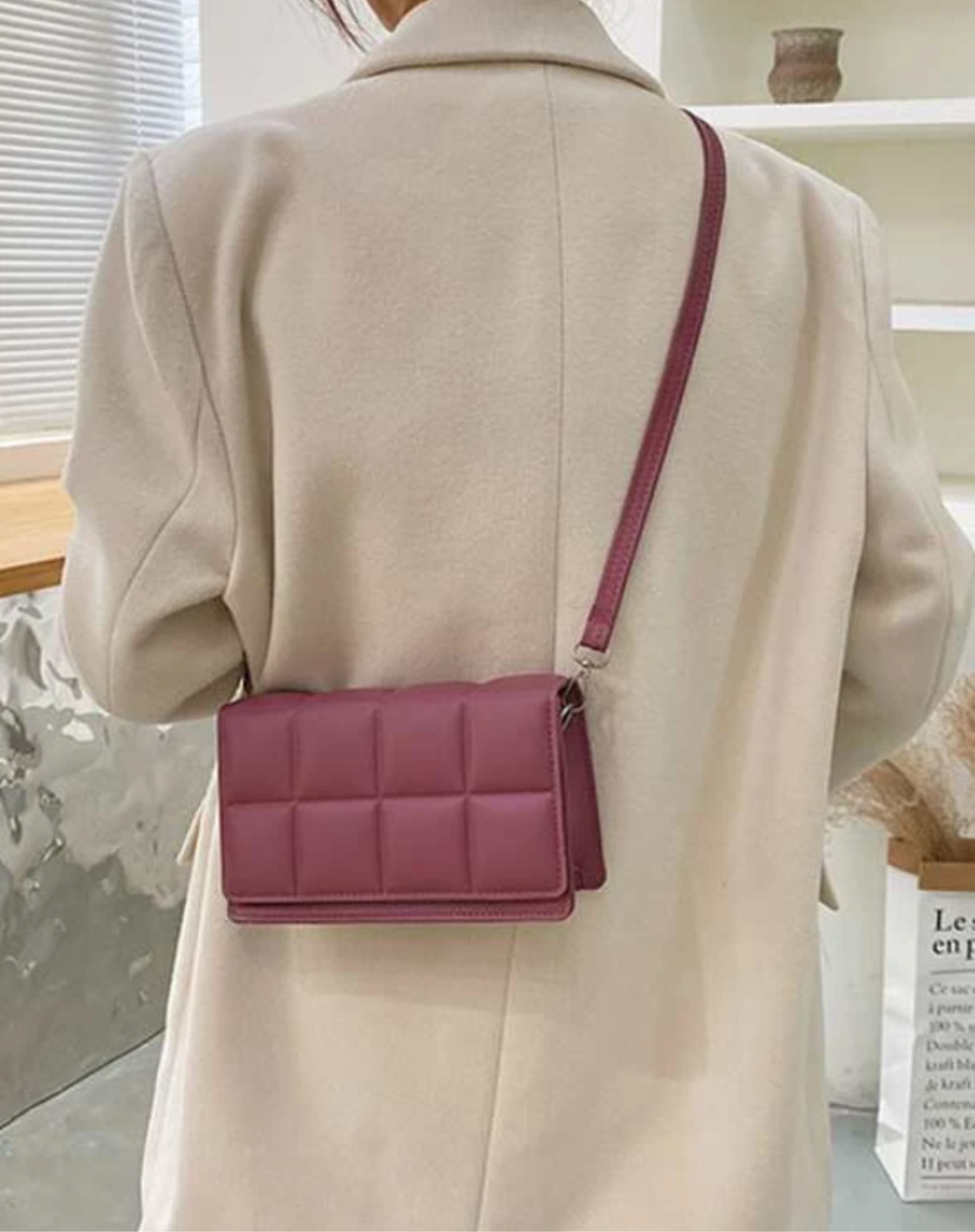 Burgundy Square Shoulder Bag