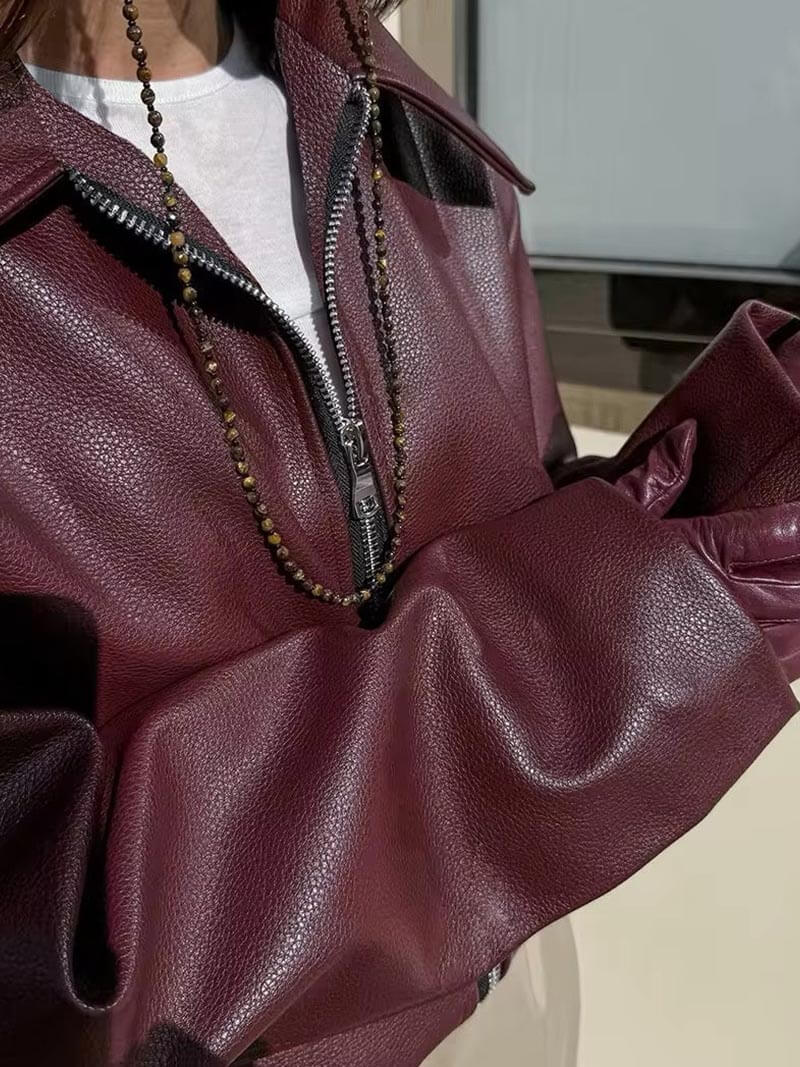 burgundy leather jacket