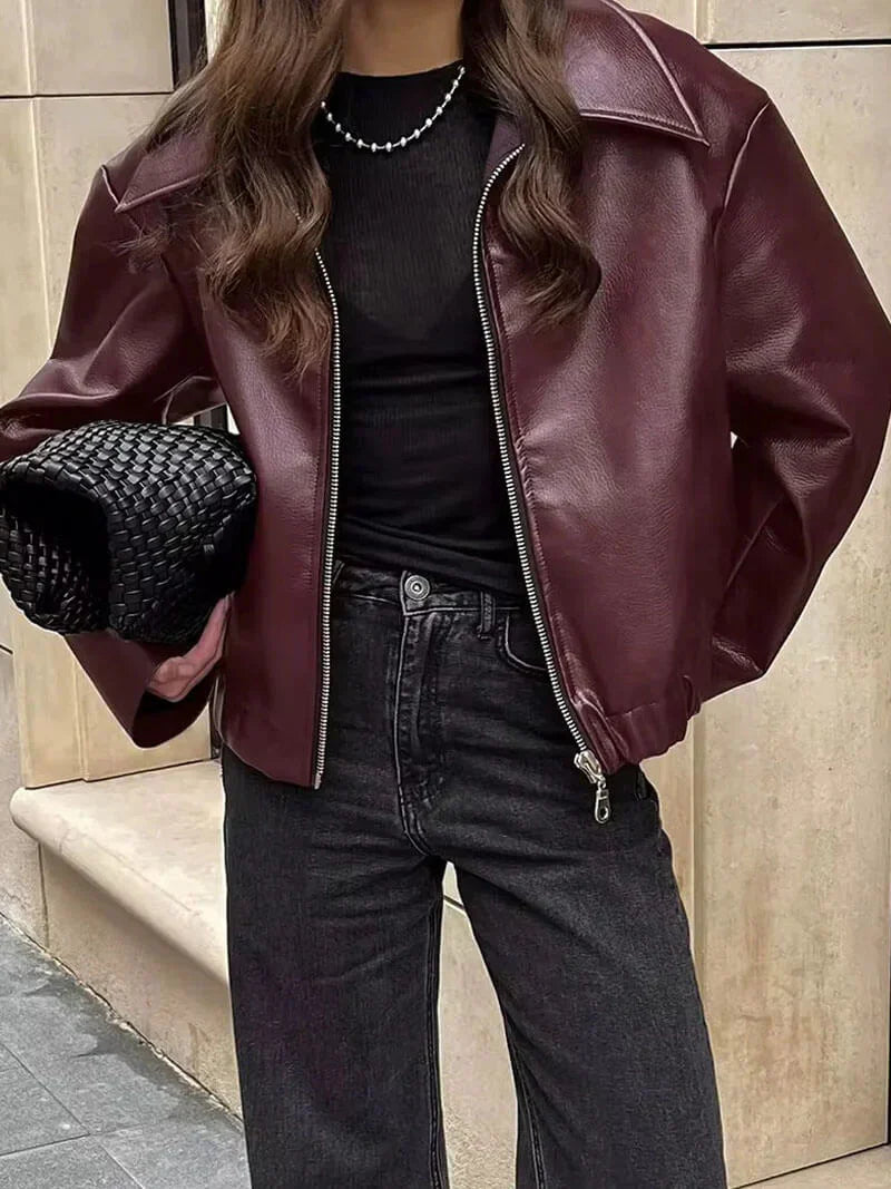 burgundy leather jacket