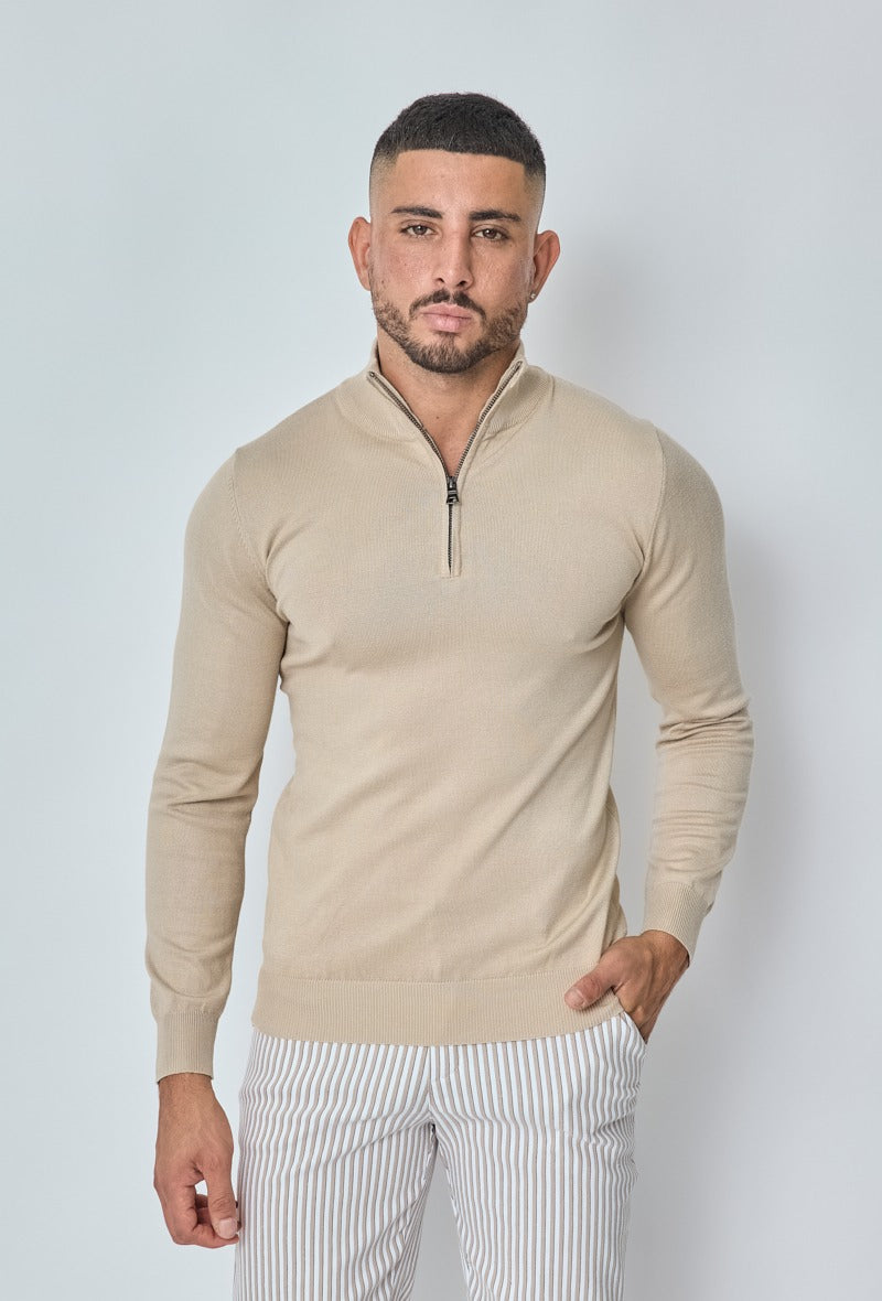 ICON | Full zip sweater - beige