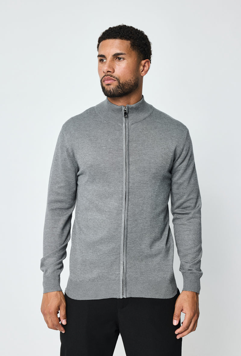 Faro Full Zip Sweater - Grey