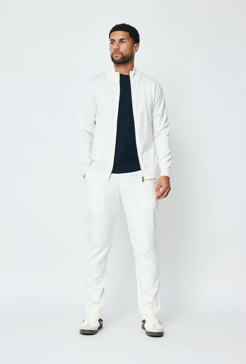 Faro Full Zip Sweater - White