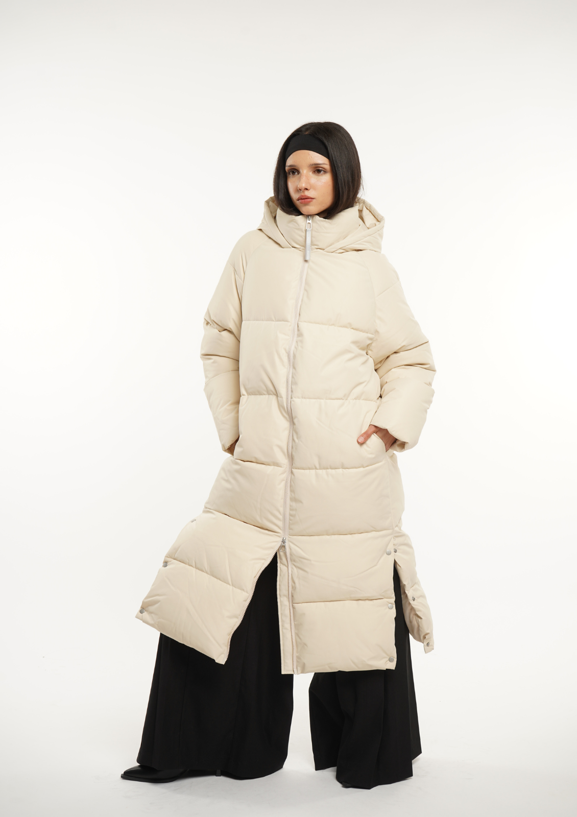 Extra Long Puffer Jacket Splashproof 