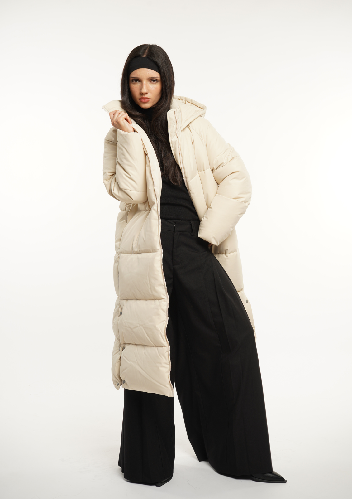 Extra Long Puffer Jacket Splashproof 