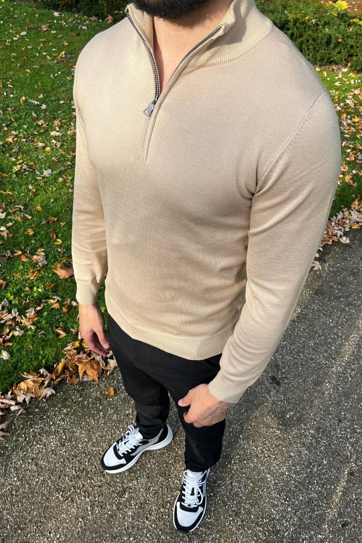 ICON | Full zip sweater - beige