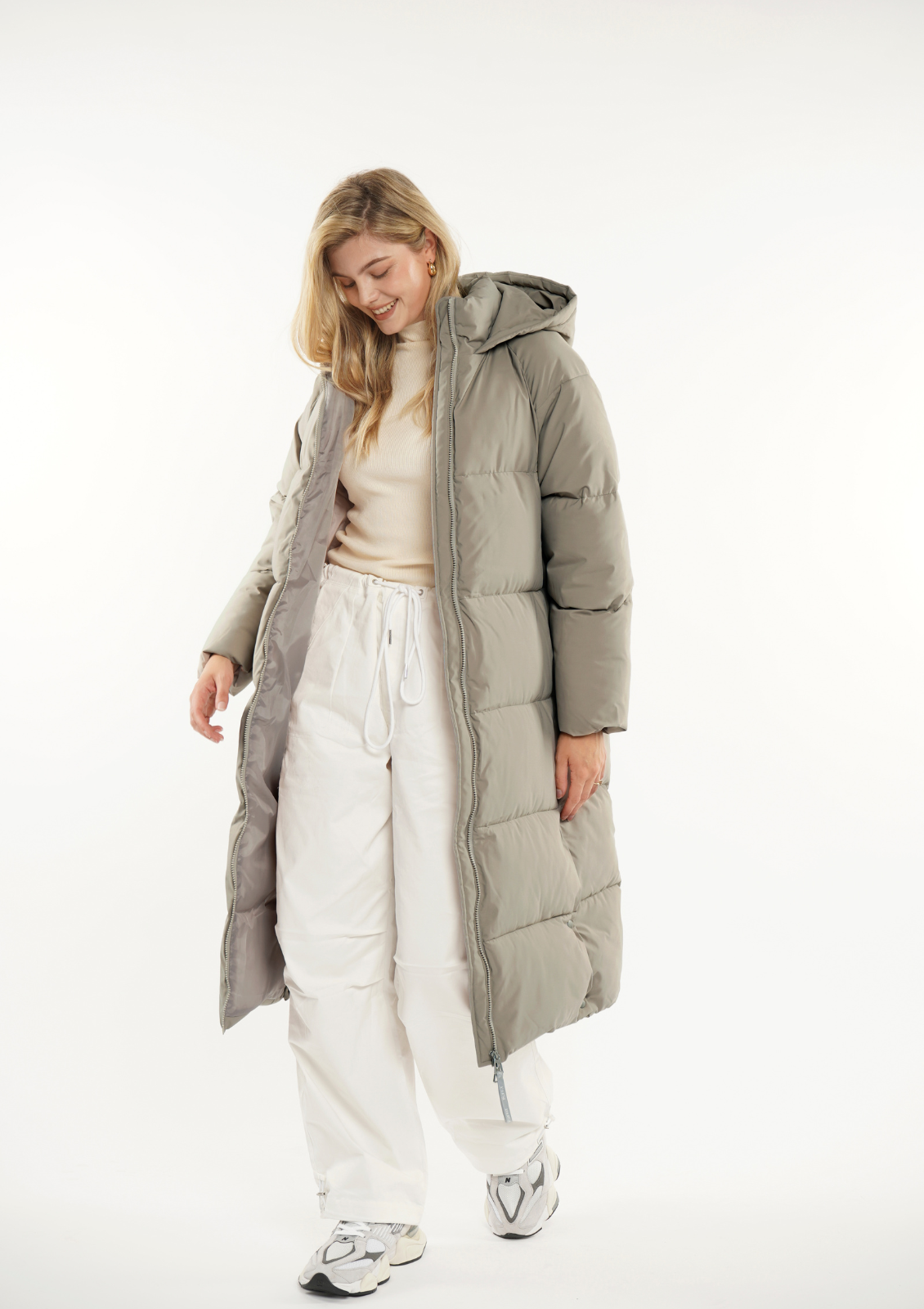 Extra Long Puffer Jacket Splashproof 