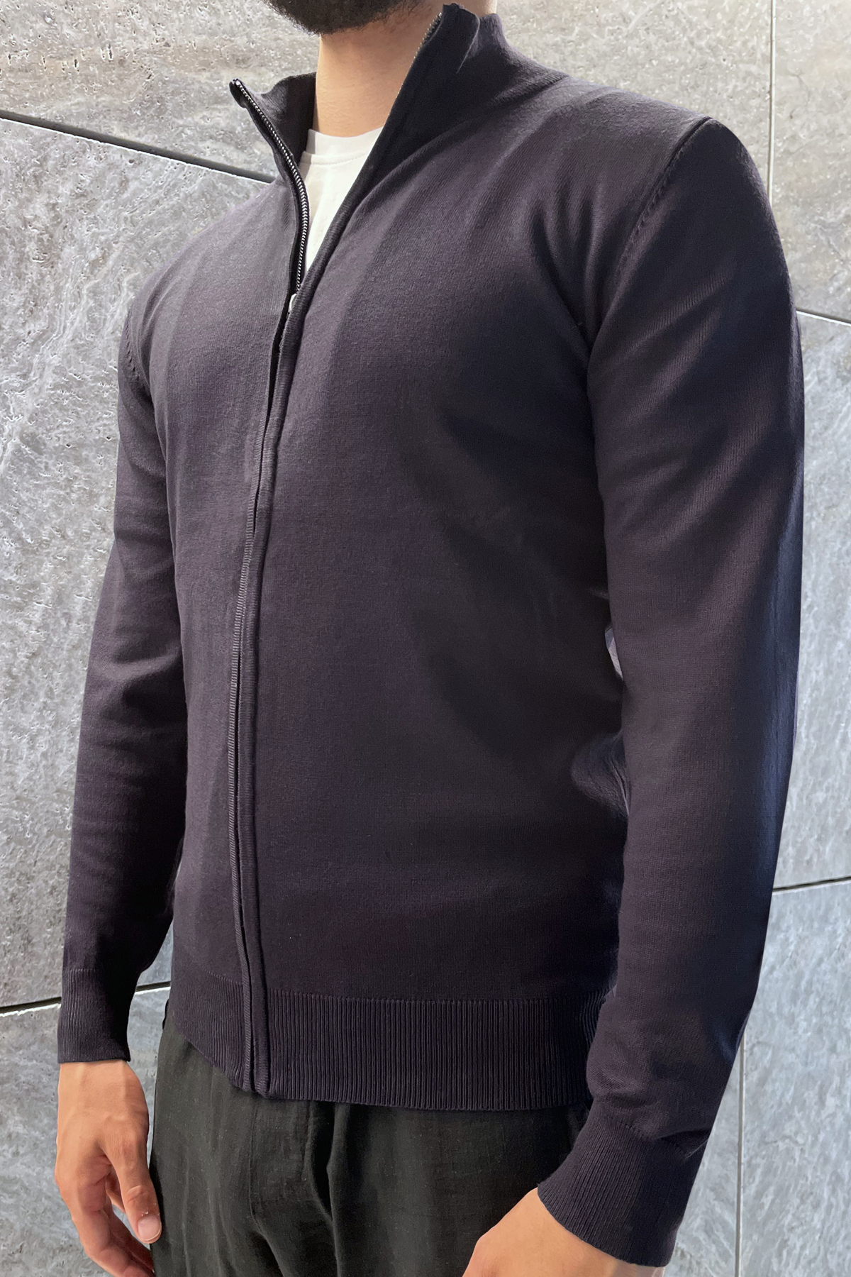 Faro Full Zip Sweater - Dark Blue 