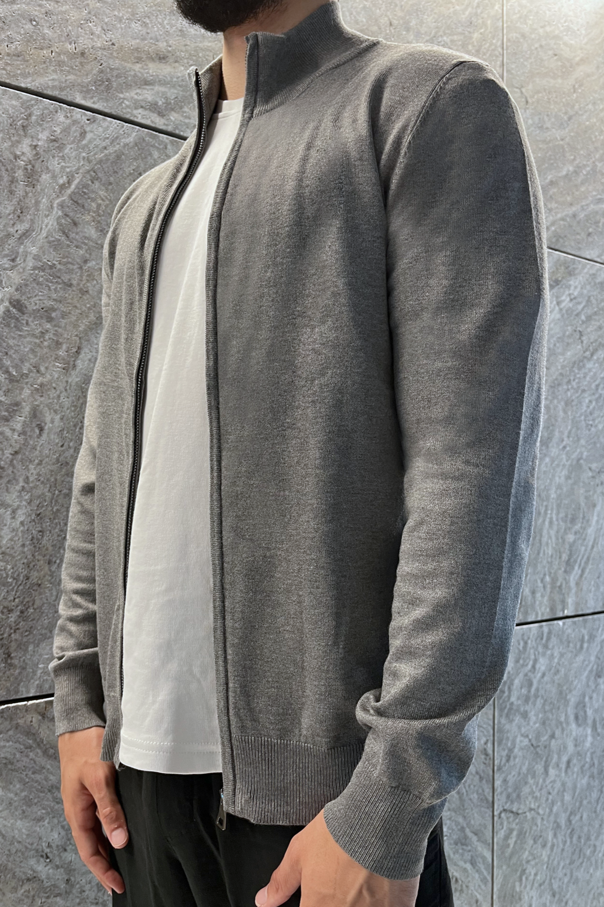 Faro Full Zip Sweater - Grey 