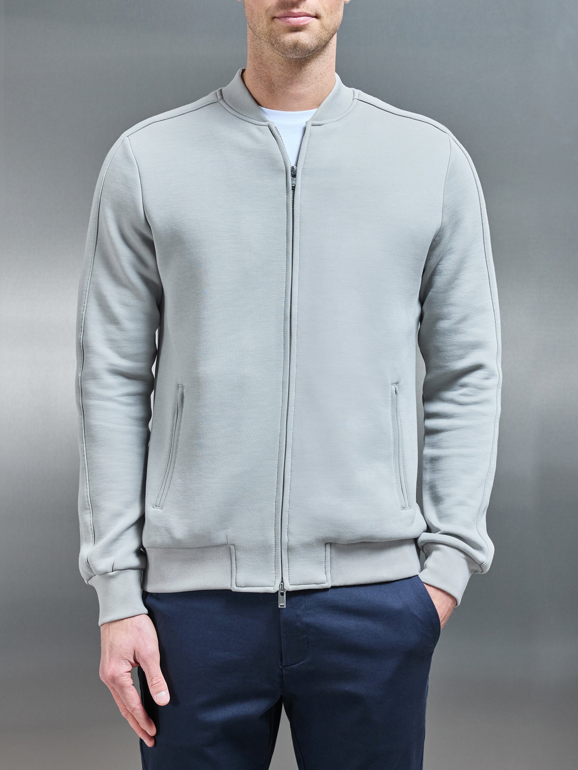 Smart Jersey Bomber Jacket in Stone 