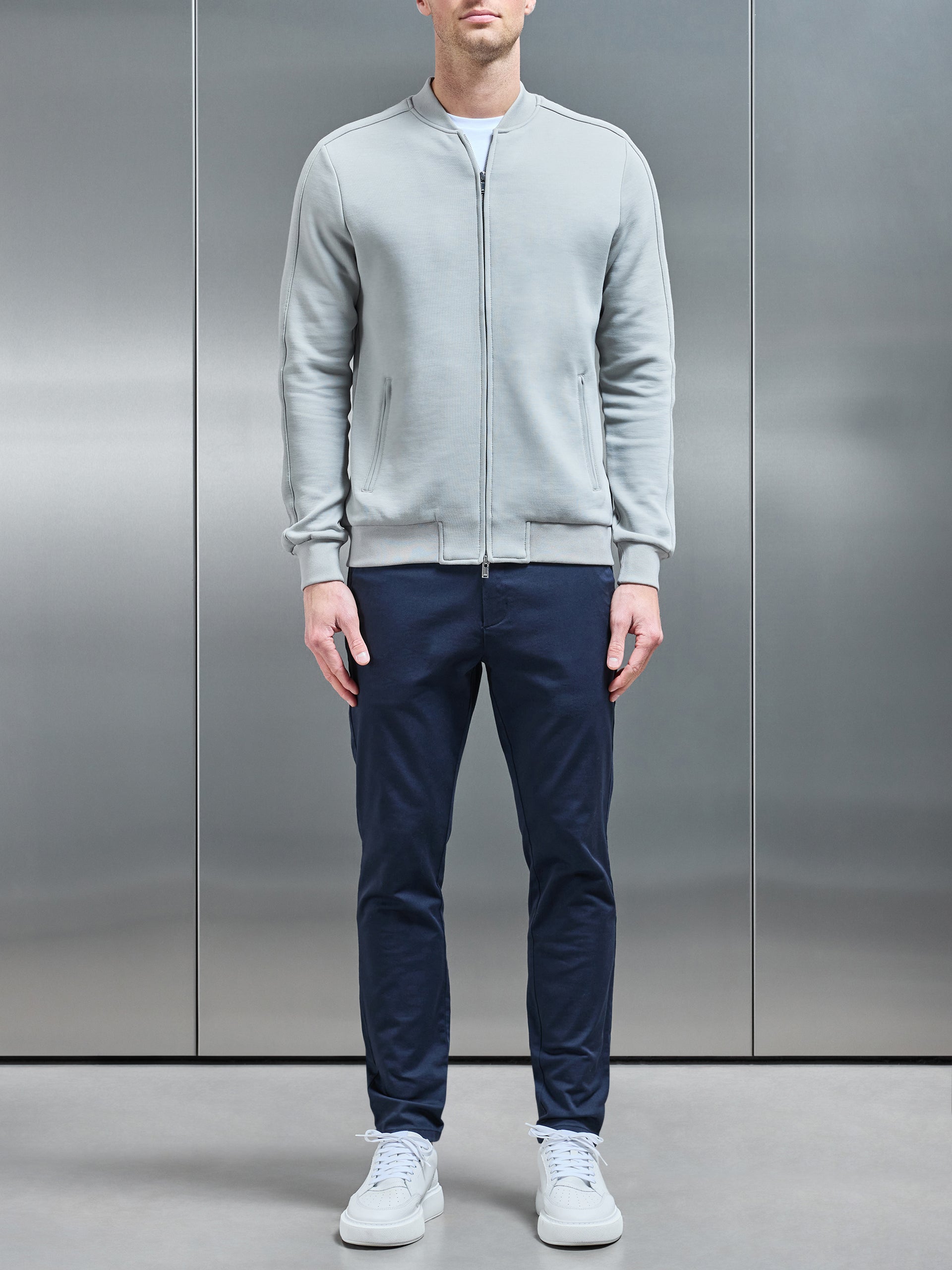 Smart Jersey Bomber Jacket in Stone 