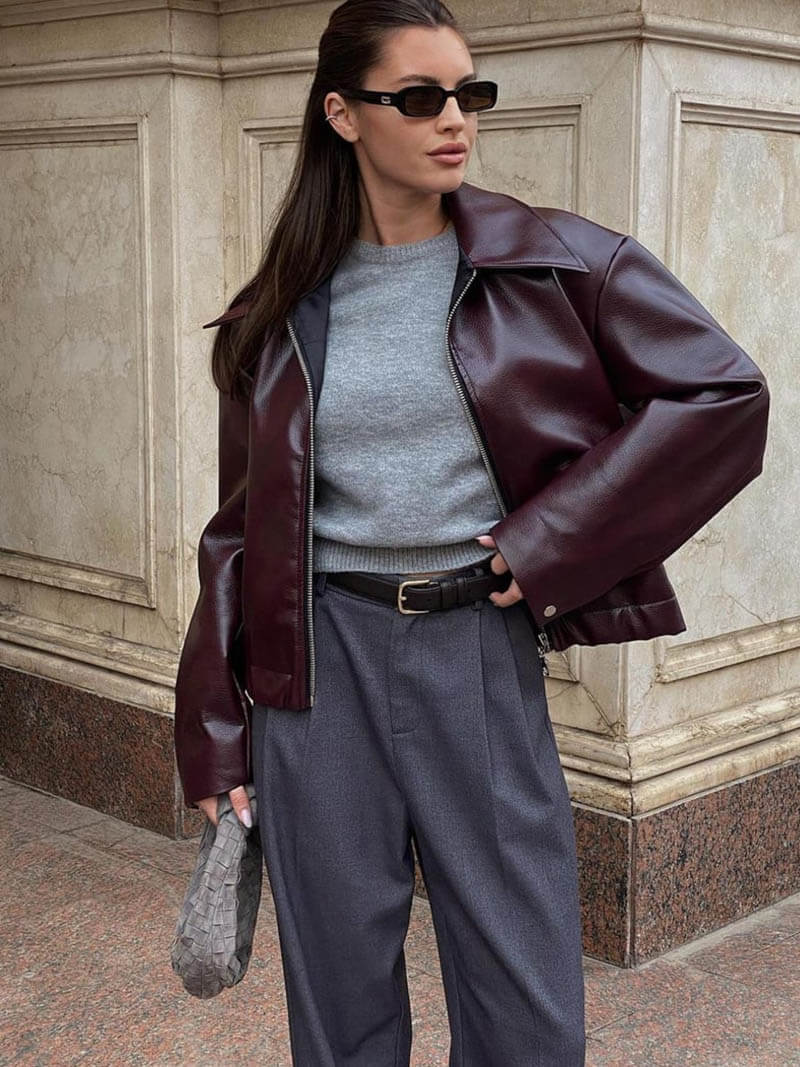 burgundy leather jacket