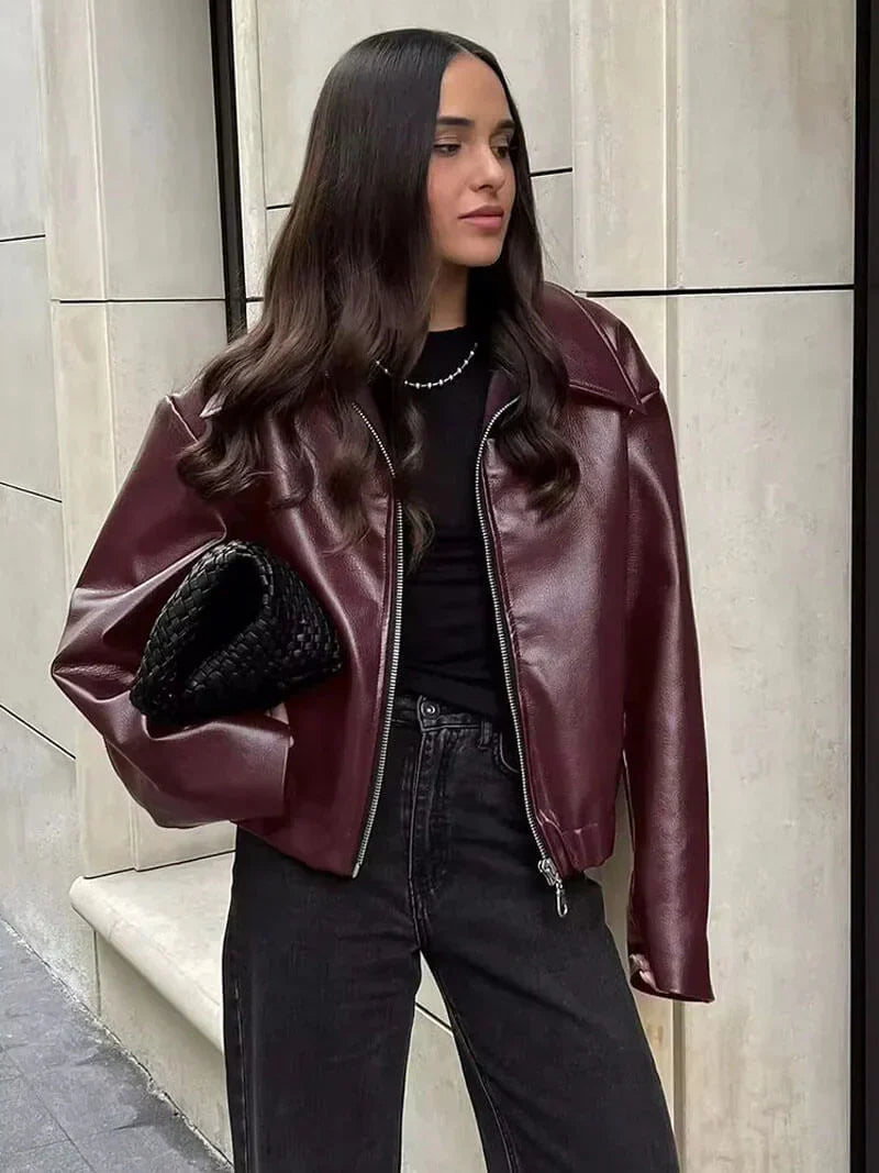 burgundy leather jacket