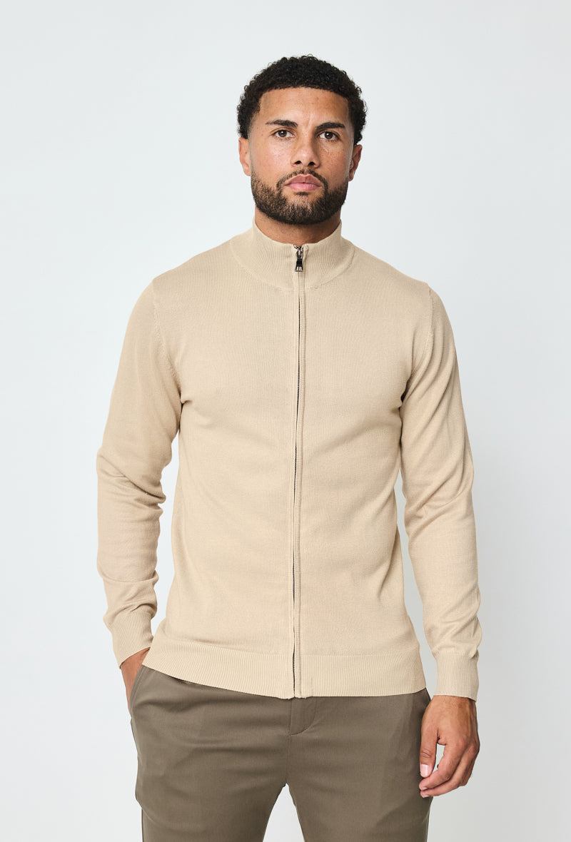 Faro Full Zip Sweater - Beige 