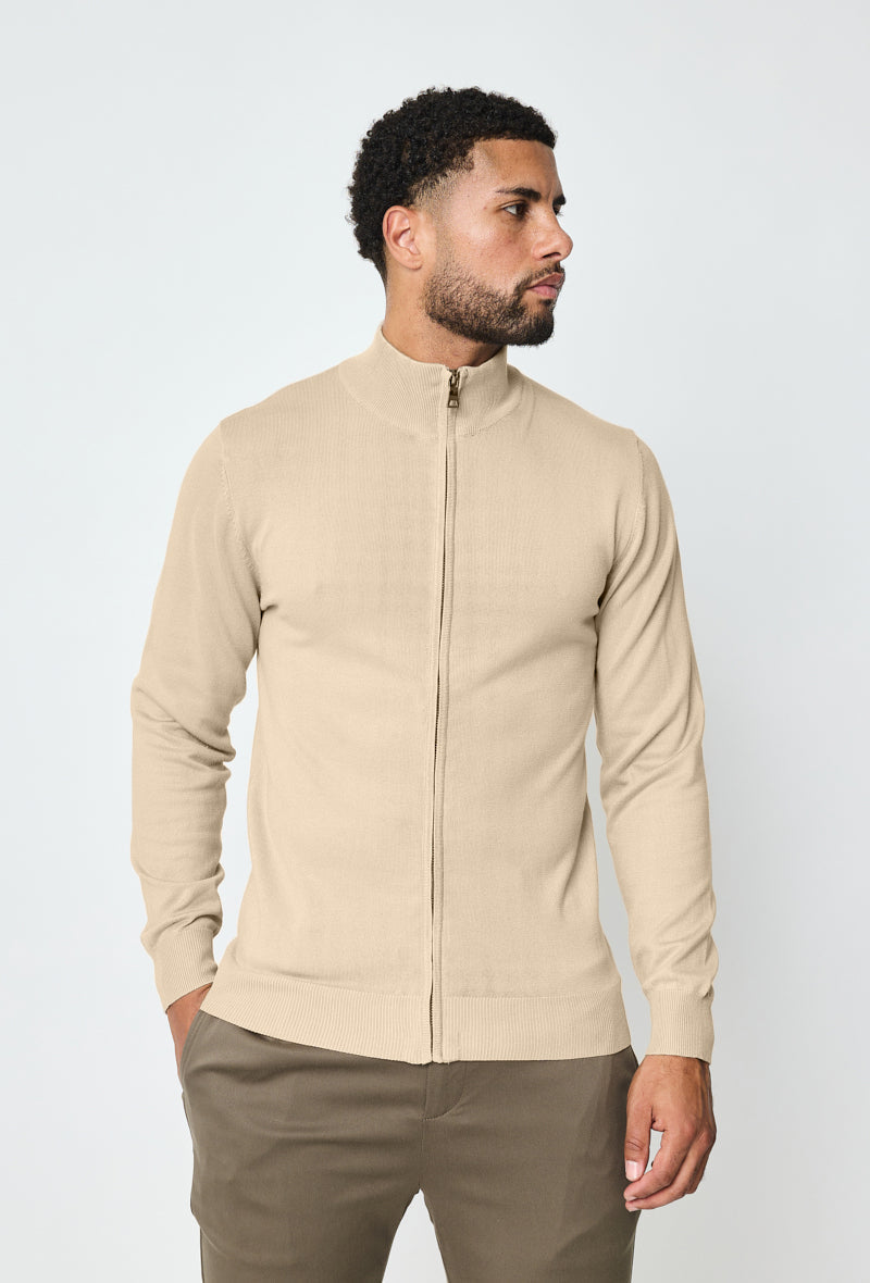 Faro Full Zip Sweater - Beige 