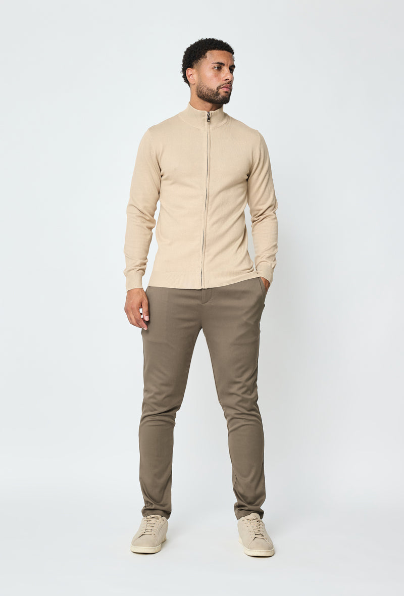 Faro Full Zip Sweater - Beige 